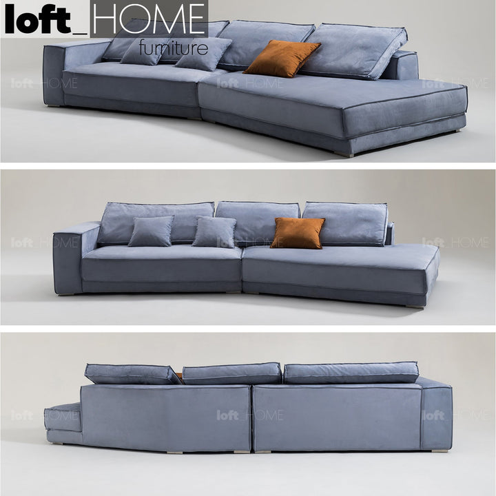 Minimalist suede fabric l shape sectional sofa budapest 4+l in details.