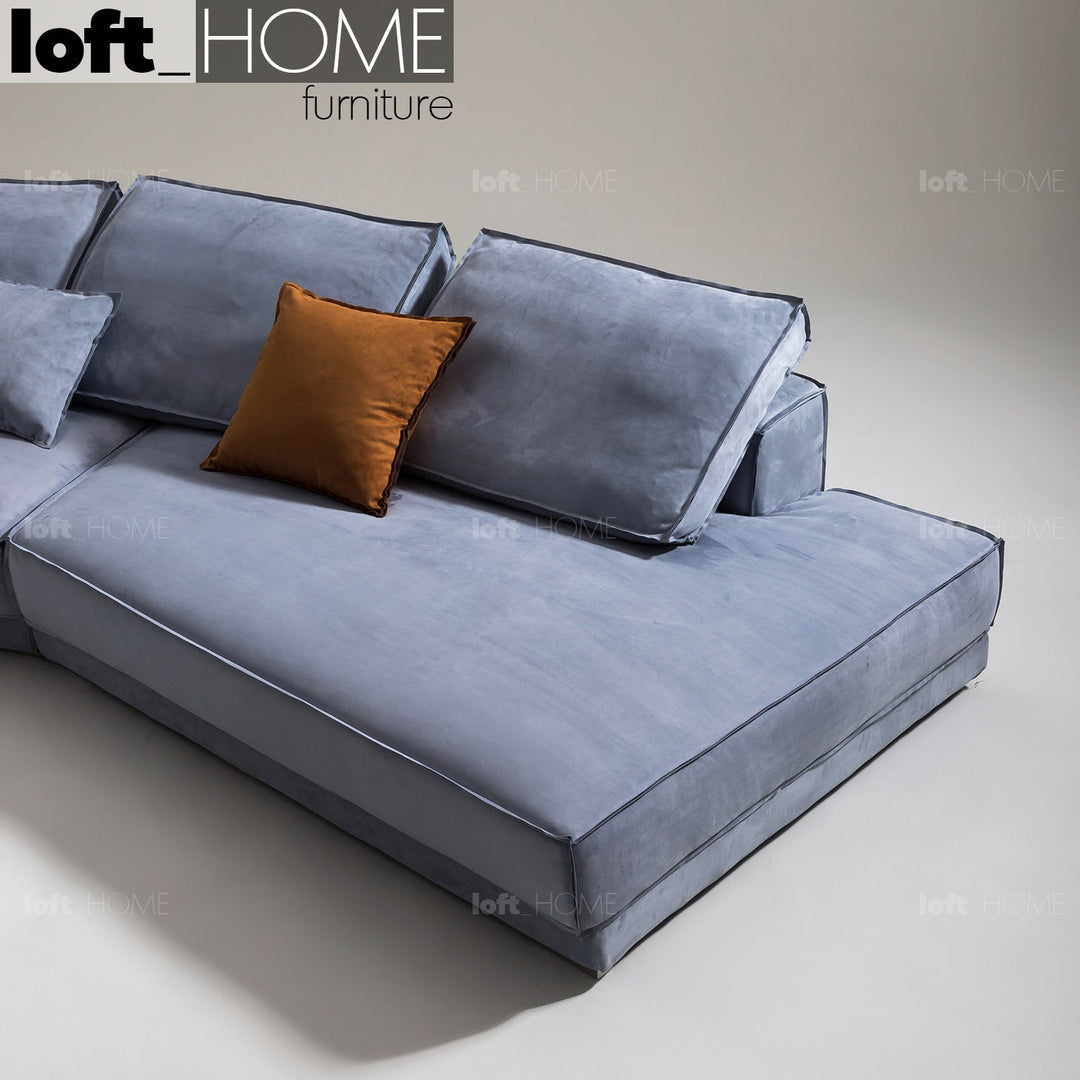 Minimalist suede fabric l shape sectional sofa budapest 4+l in still life.