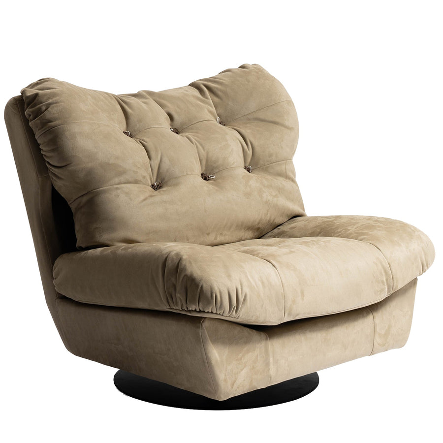 Minimalist suede fabric revolving 1 seater sofa milano in white background.