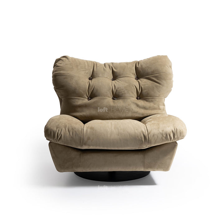 Minimalist suede fabric revolving 1 seater sofa milano with context.