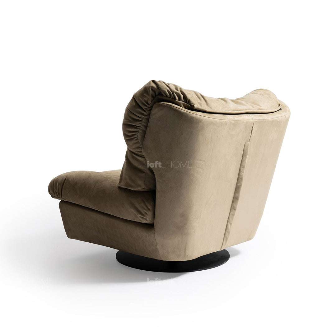 Minimalist suede fabric revolving 1 seater sofa milano in close up details.