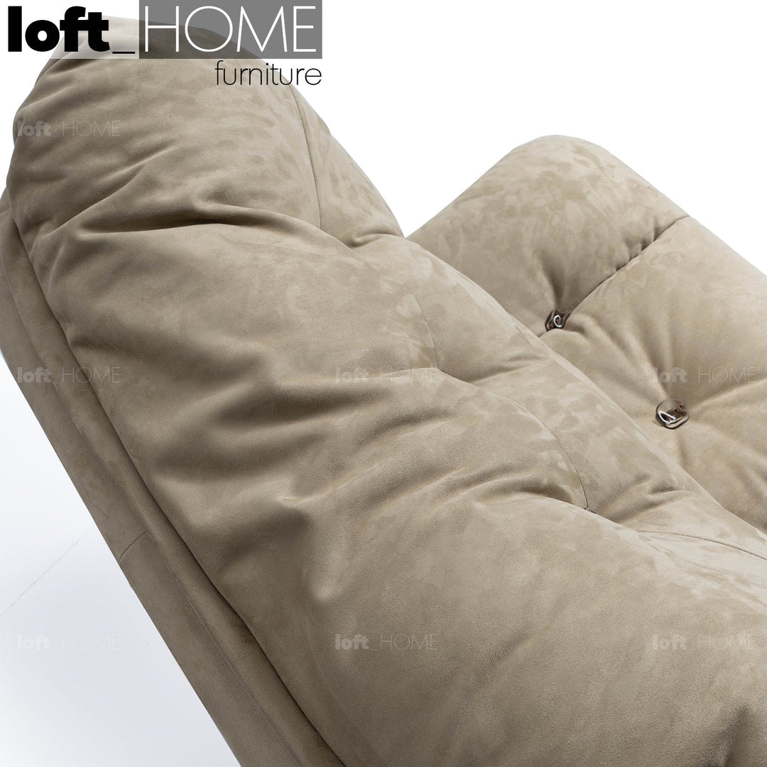 Minimalist suede fabric revolving 1 seater sofa milano in still life.