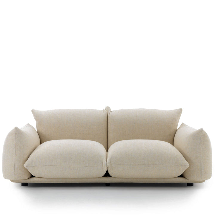 Minimalist teddy fabric 2 seater sofa marenco in white background.