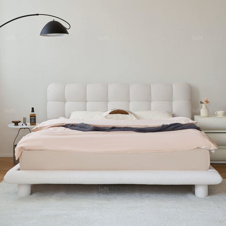 Minimalist teddy fabric bed bubble in real life style.