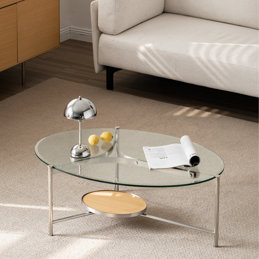 Minimalist tempered glass coffee table iceland primary product view.