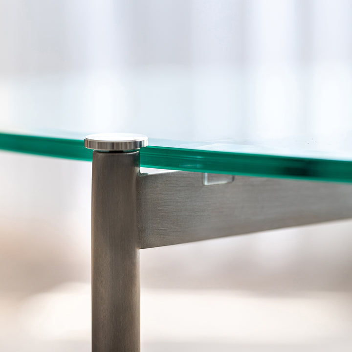 Minimalist tempered glass coffee table iceland in still life.