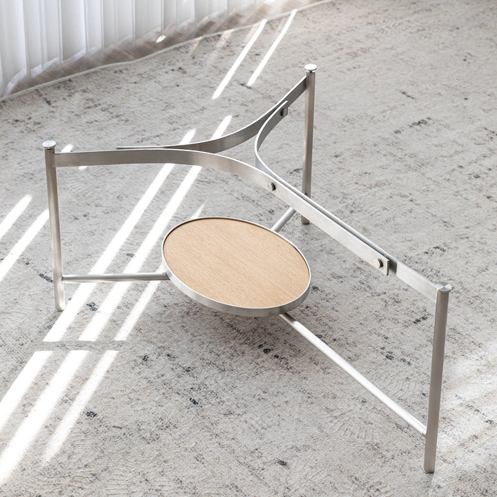 Minimalist tempered glass coffee table iceland in real life style.