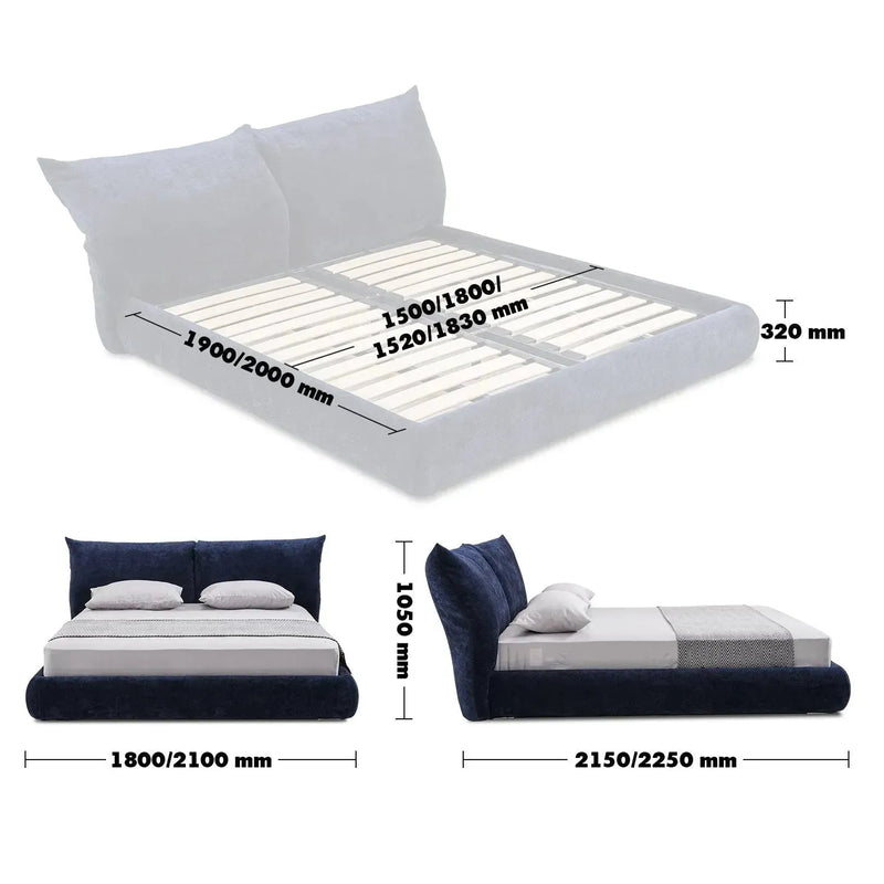 Bauhaus velvet fabric bed standard size charts.
