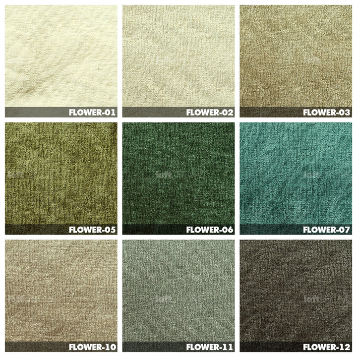 Minimalist velvet fabric bed standard color swatches.