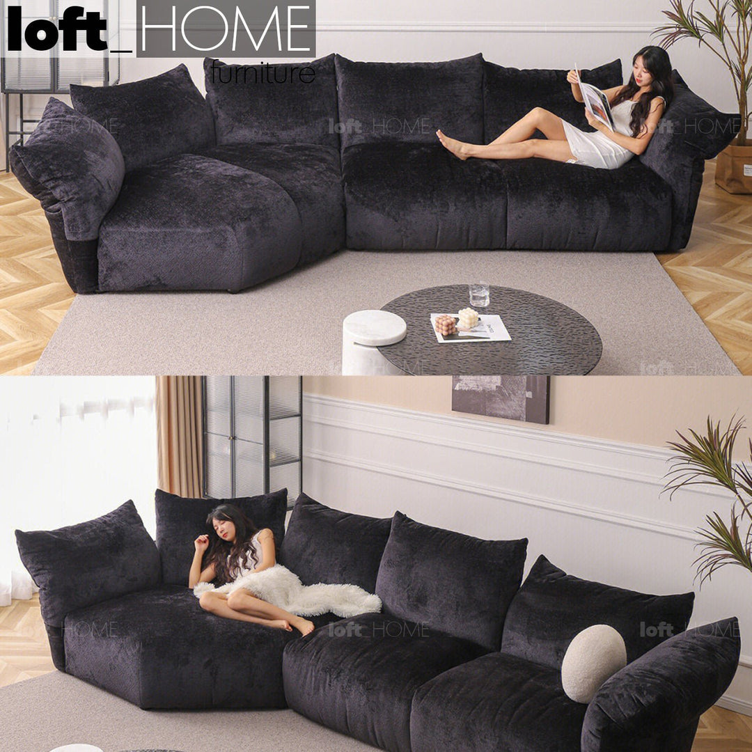 Minimalist velvet fabric l shape sectional sofa flower 2+l situational feels.