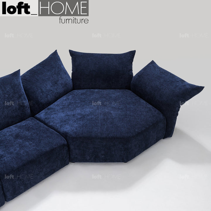 Minimalist velvet fabric l shape sectional sofa flower 2+l in panoramic view.