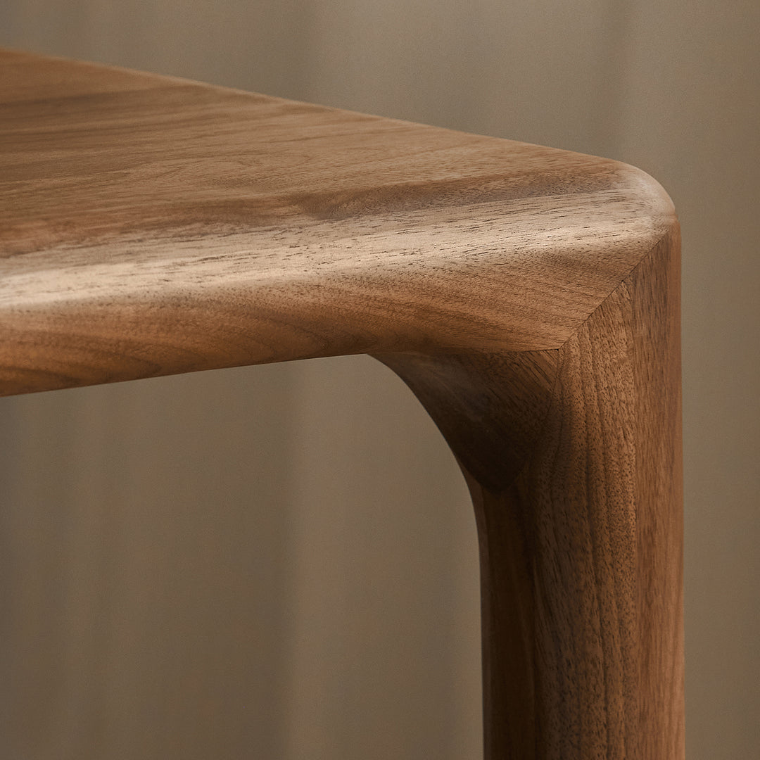 Mininalist walnut wood dining table conti color swatches.