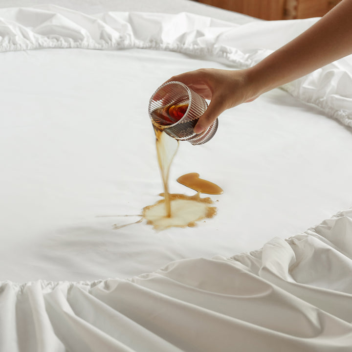 Minimalist water proof fabric bed sheet pure primary product view.