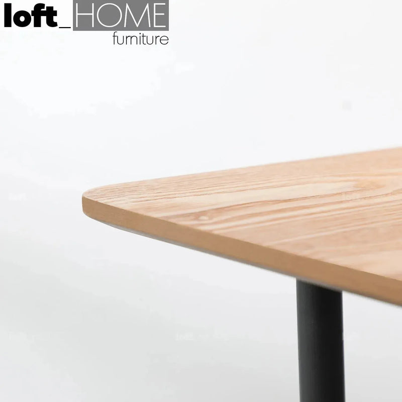 Bauhaus wood bar table paxon in close up details.