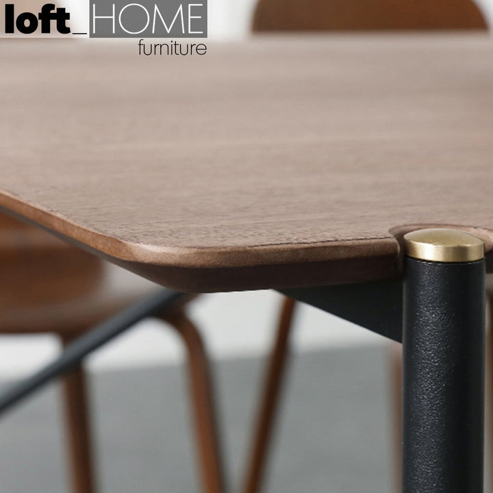 Minimalist wood dining table light luxury in details.