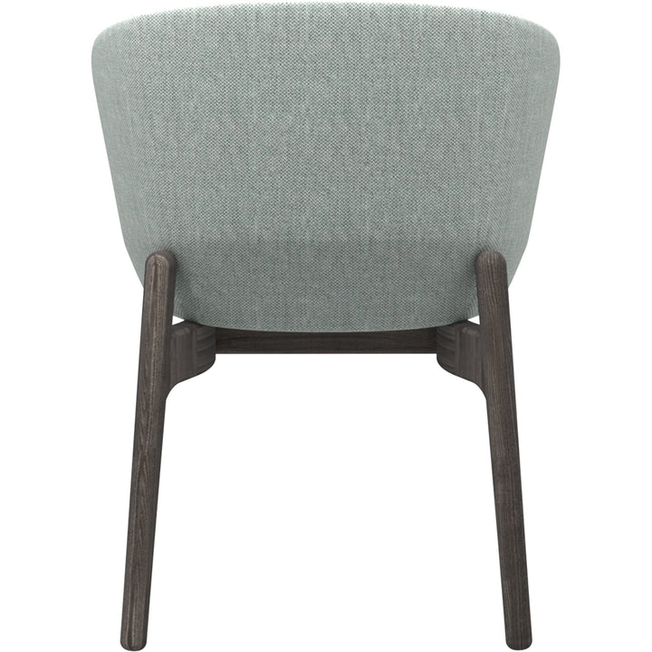 Minimalist wood fabric dining chair slicing in panoramic view.