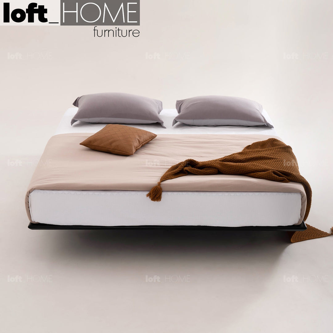 Minimalist wood floating bed anja color swatches.