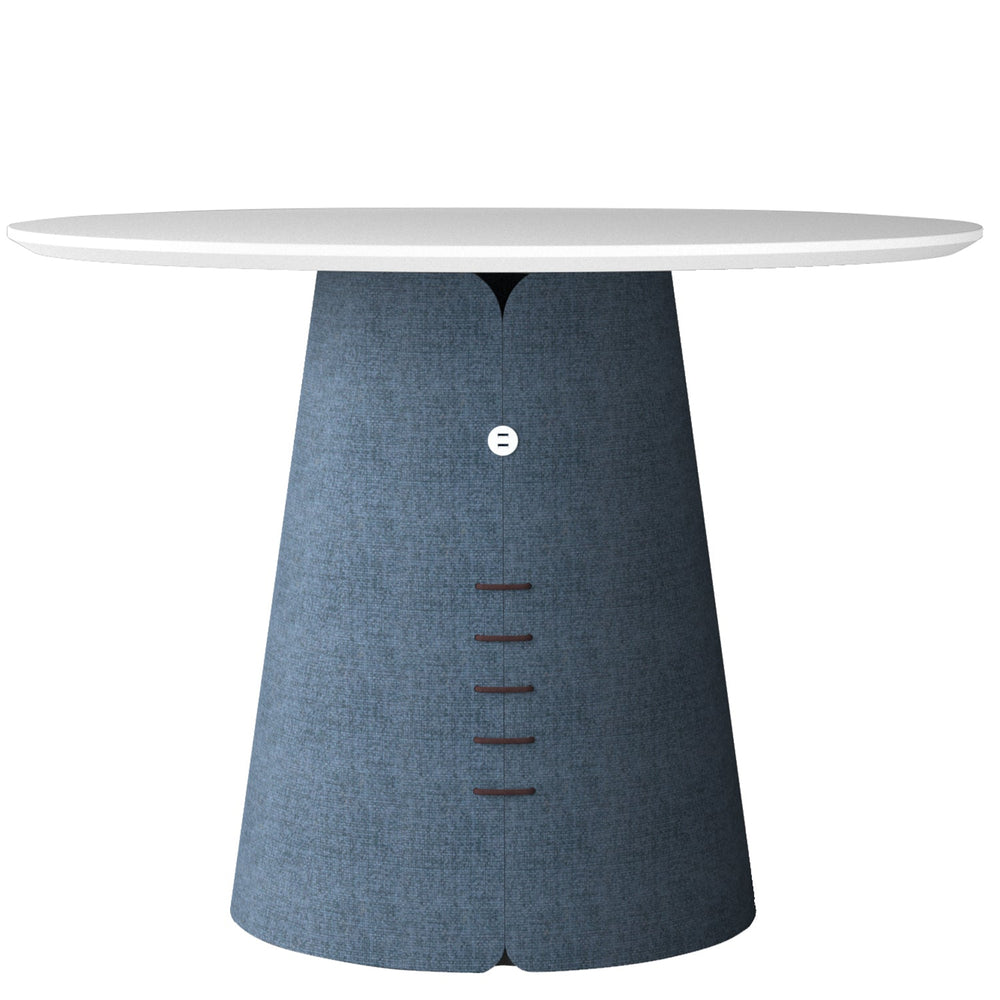 Minimalist wood round dining table collar primary product view.