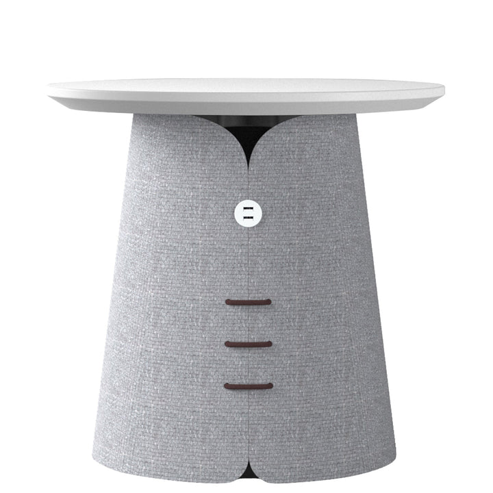 Minimalist wood side table collar in panoramic view.