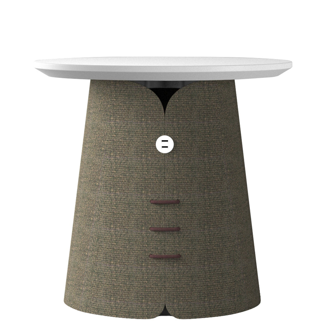 Minimalist wood side table collar with context.