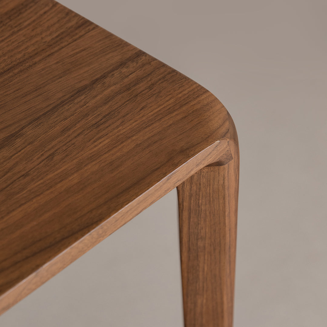 Minimalist walnut wood stool conti in real life style.