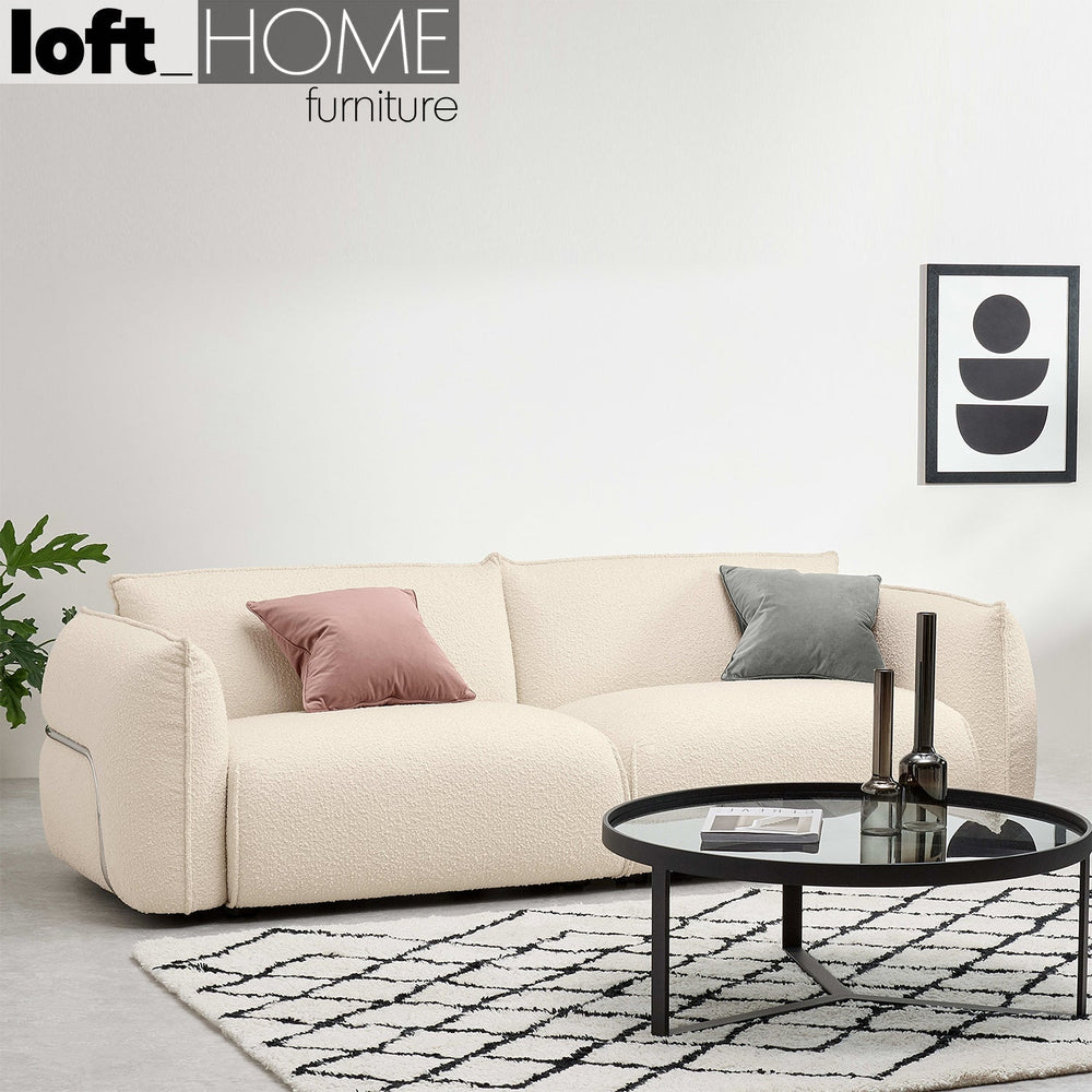 Modern boucle 3 seater sofa dion primary product view.