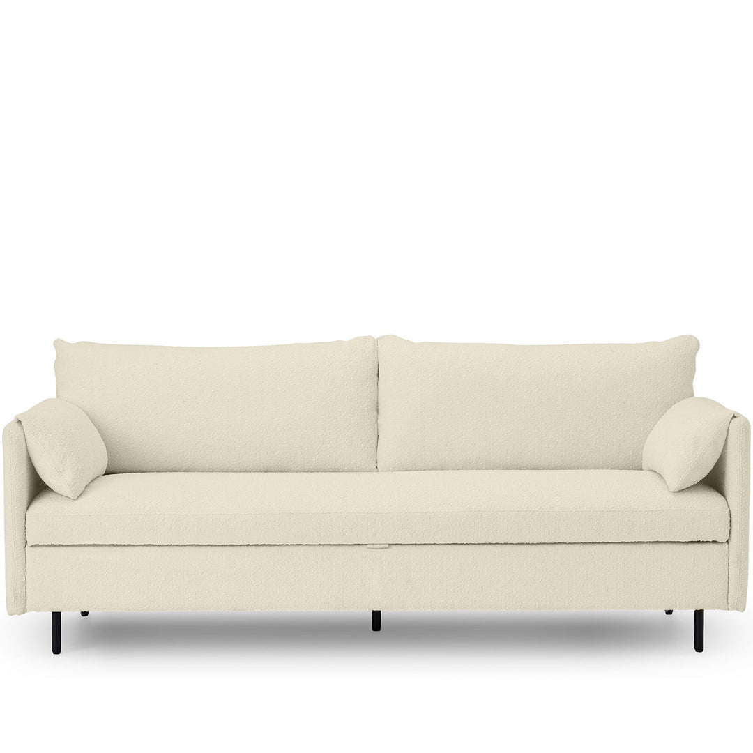 Modern boucle sofa bed hitomi whitewash in white background.