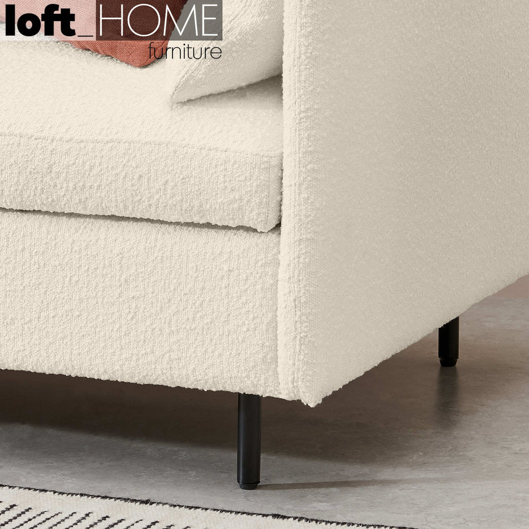 Modern boucle sofa bed hitomi whitewash in details.