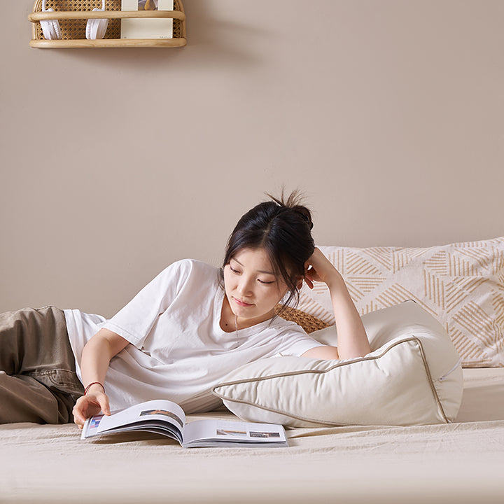 Modern cat scratch resistant fabric triangle rest pillow you in close up details.