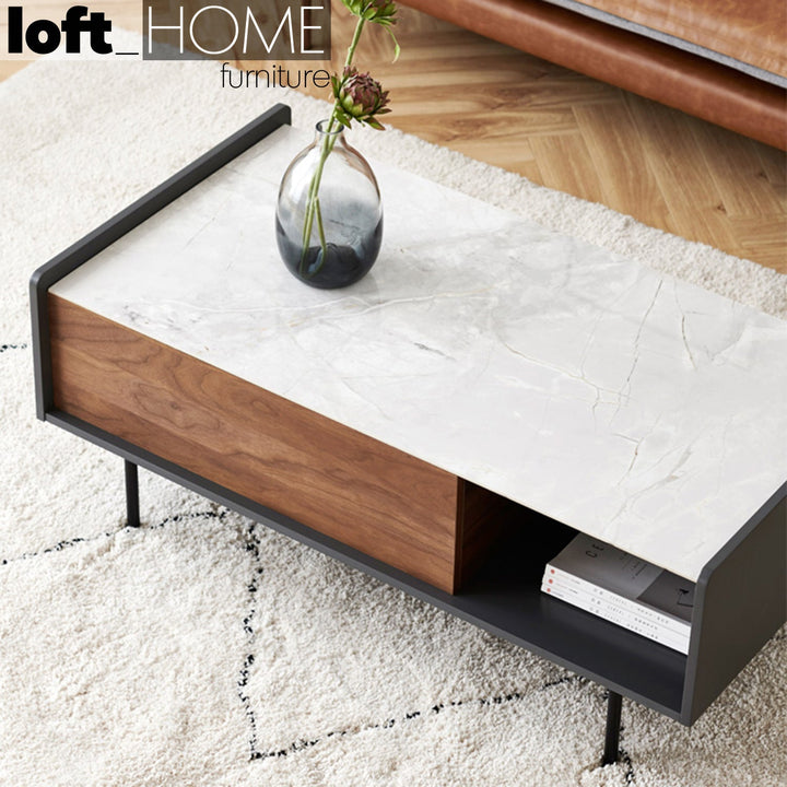 Modern ceramic coffee table alvin in real life style.