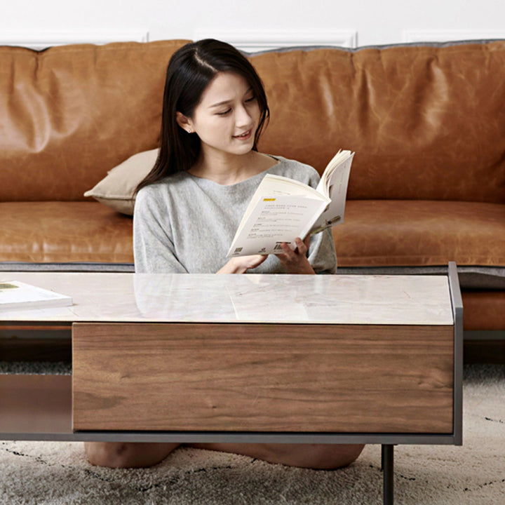 Modern ceramic coffee table alvin in panoramic view.