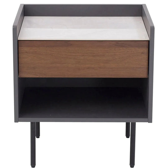 Modern ceramic side table alvin in white background.