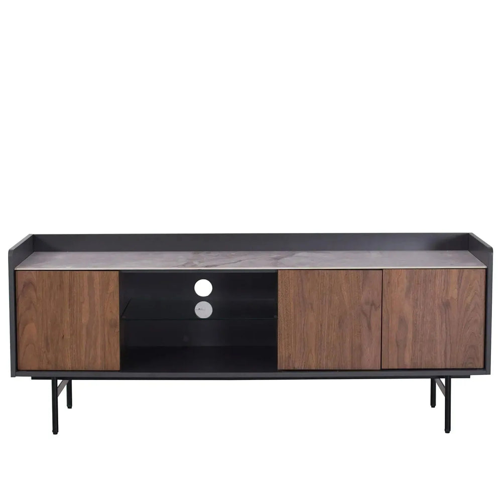 Modern ceramic tv console alvin in white background.