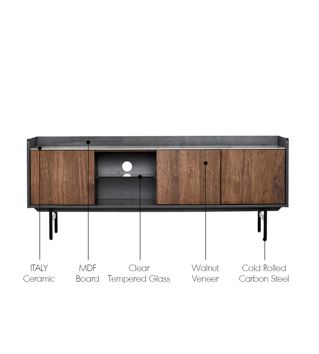 Modern ceramic tv console alvin situational feels.