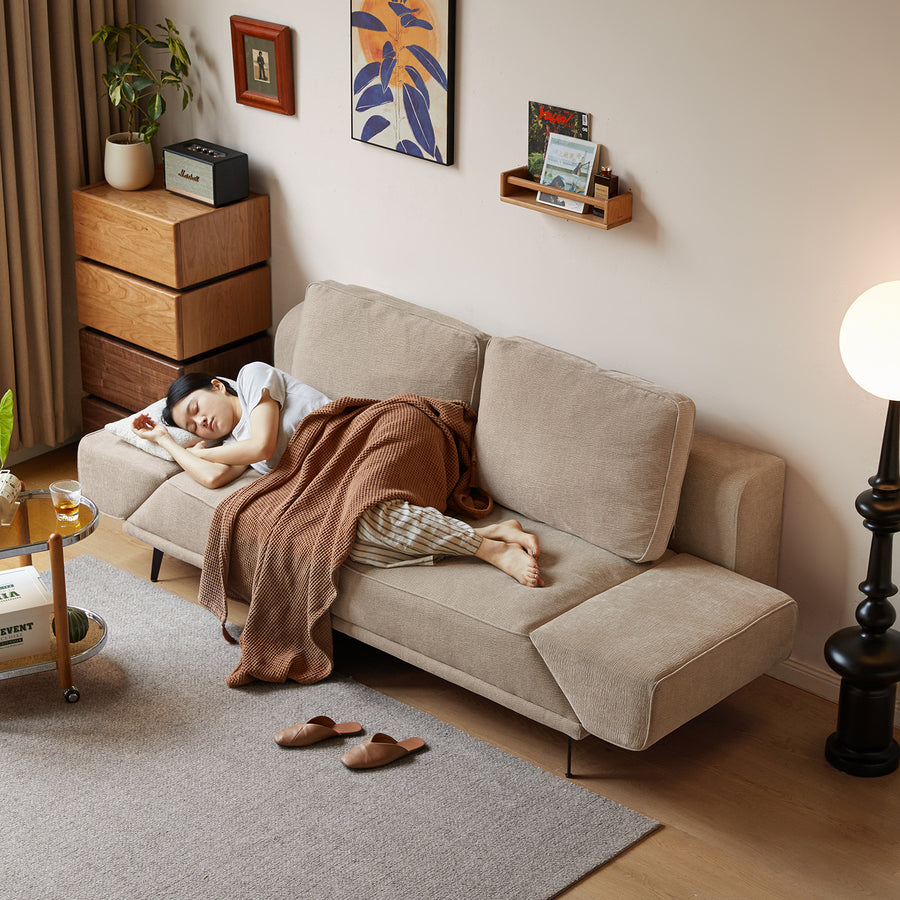 Modern chenille velvet fabric 2 seater sofa bed unfold primary product view.