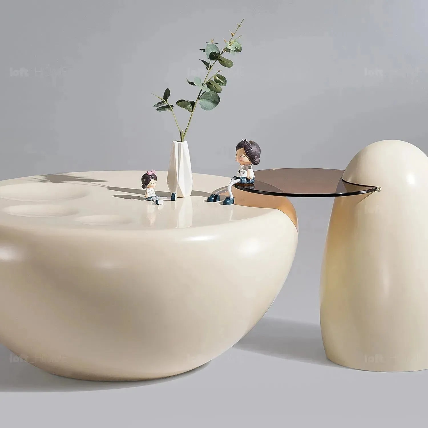 Contemporary polyurethane coffee table 2pcs set cat paw in still life.