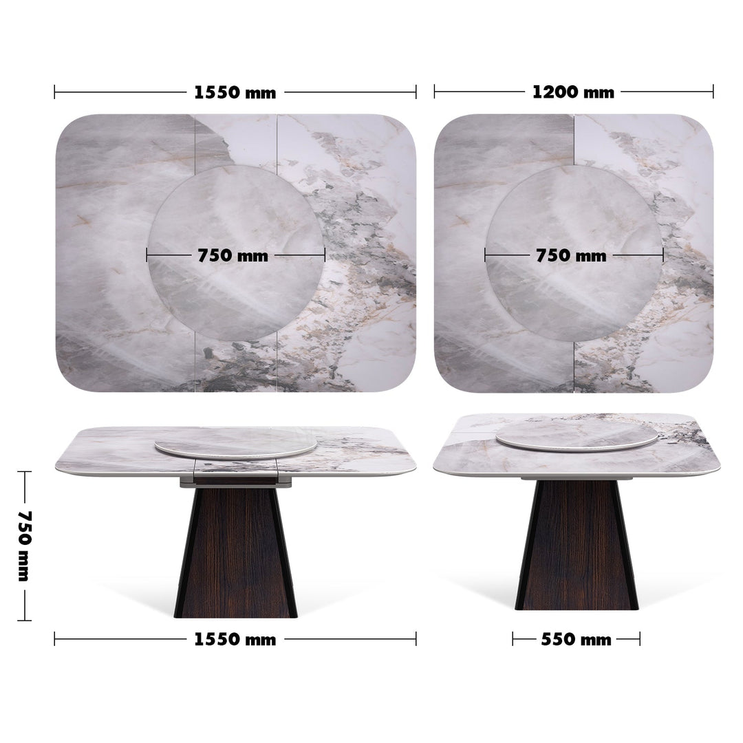 Modern extendable sintered stone dining table dale size charts.