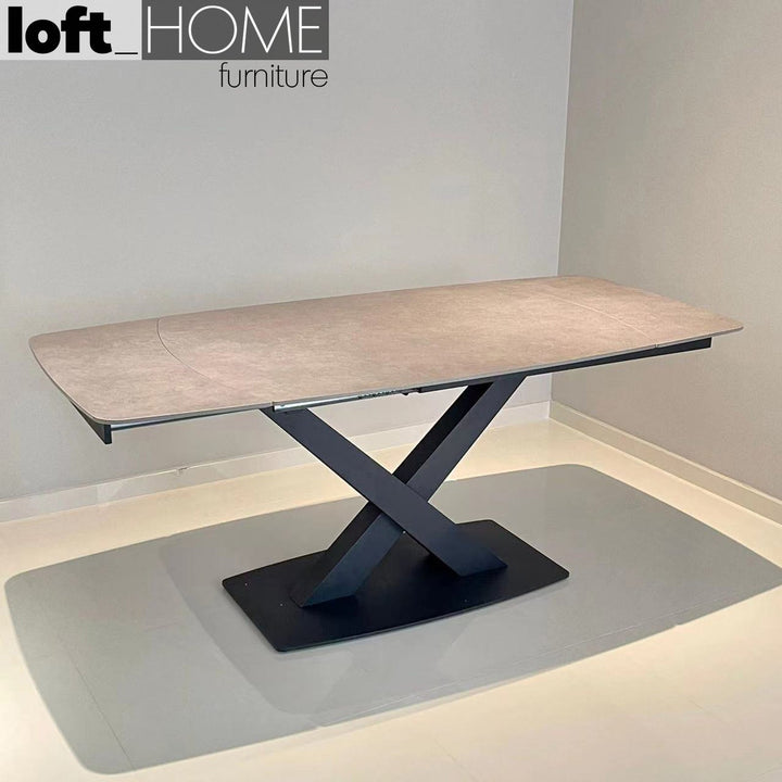 Modern extendable sintered stone dining table luvia conceptual design.