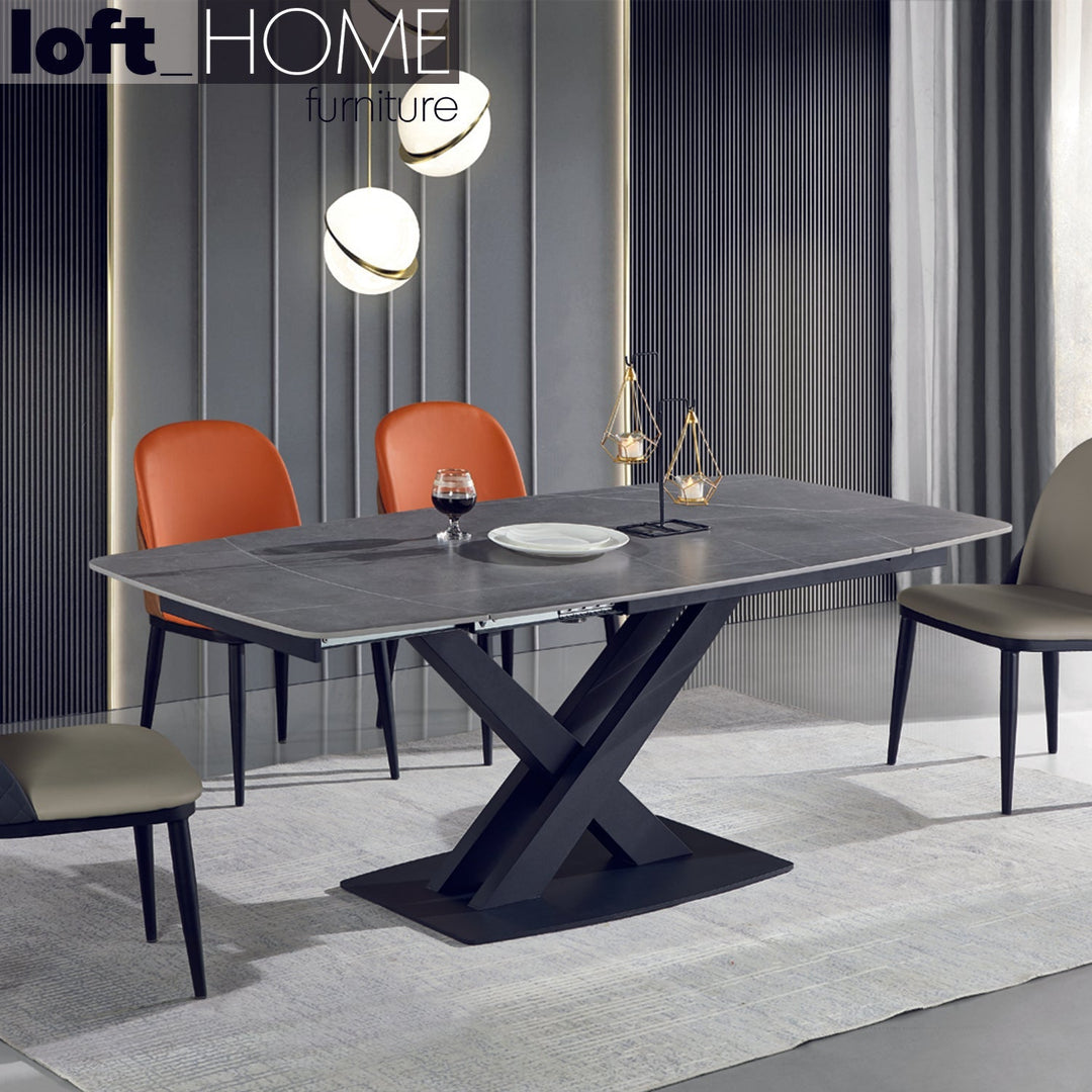Modern extendable sintered stone dining table luvia primary product view.