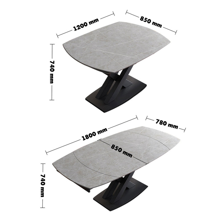 Modern extendable sintered stone dining table luvia size charts.