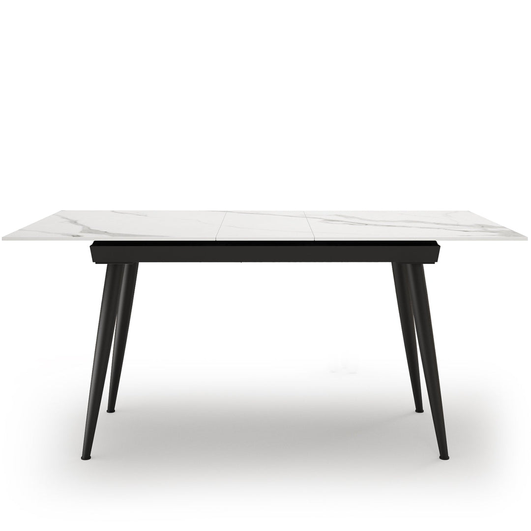 Modern extendable sintered stone dining table nieve layered structure.