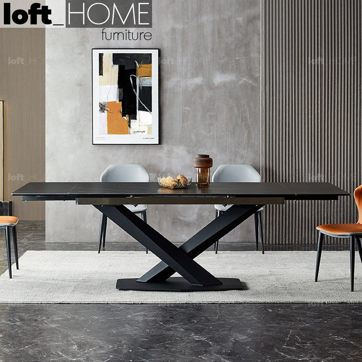 Modern extendable sintered stone dining table stratos primary product view.