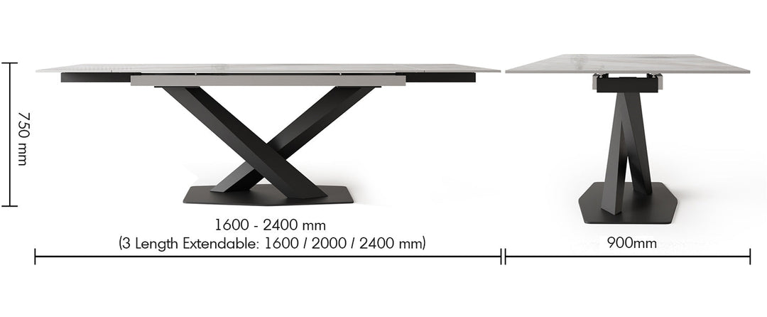 Modern extendable sintered stone dining table stratos size charts.