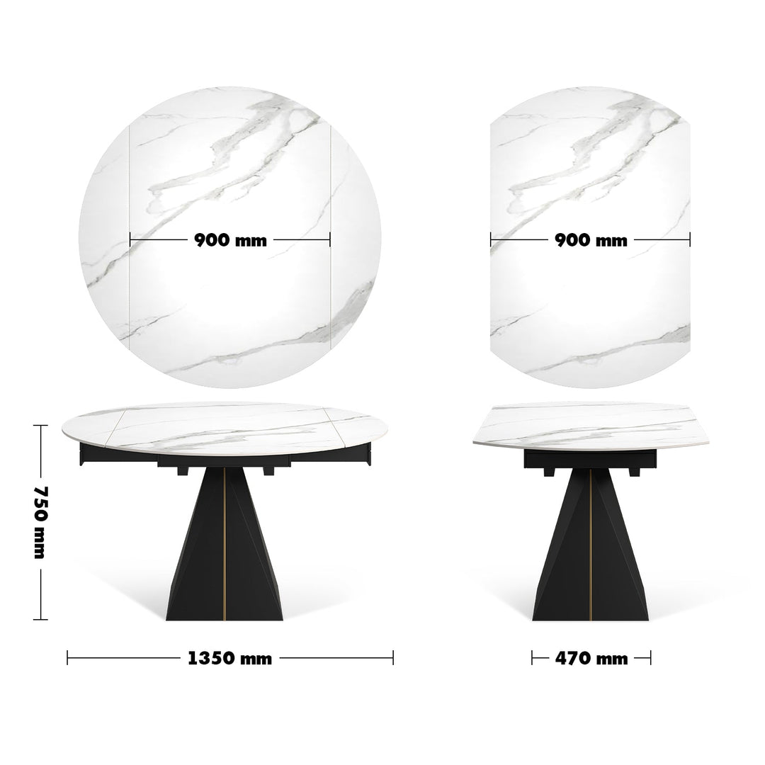 Modern extendable sintered stone round dining table egypt size charts.