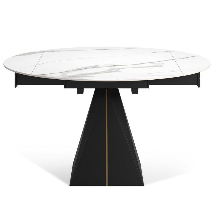 Modern extendable sintered stone round dining table egypt in white background.