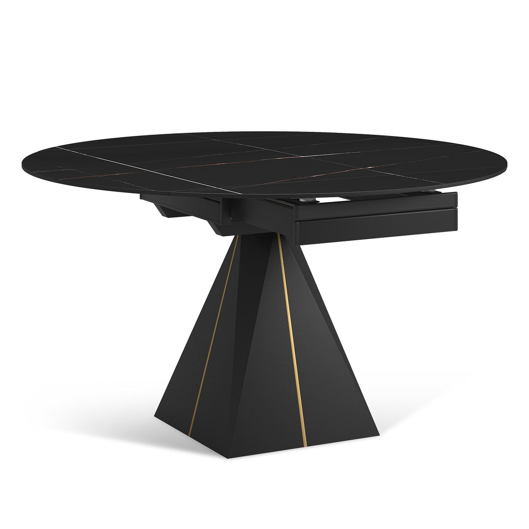 Modern extendable sintered stone round dining table egypt in still life.