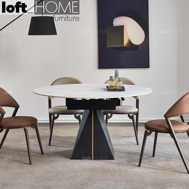 Modern extendable sintered stone round dining table egypt primary product view.