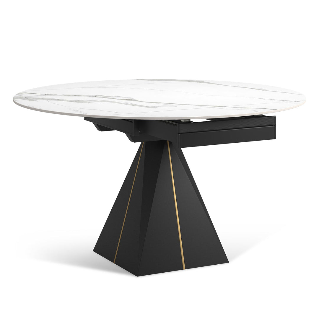 Modern extendable sintered stone round dining table egypt in panoramic view.
