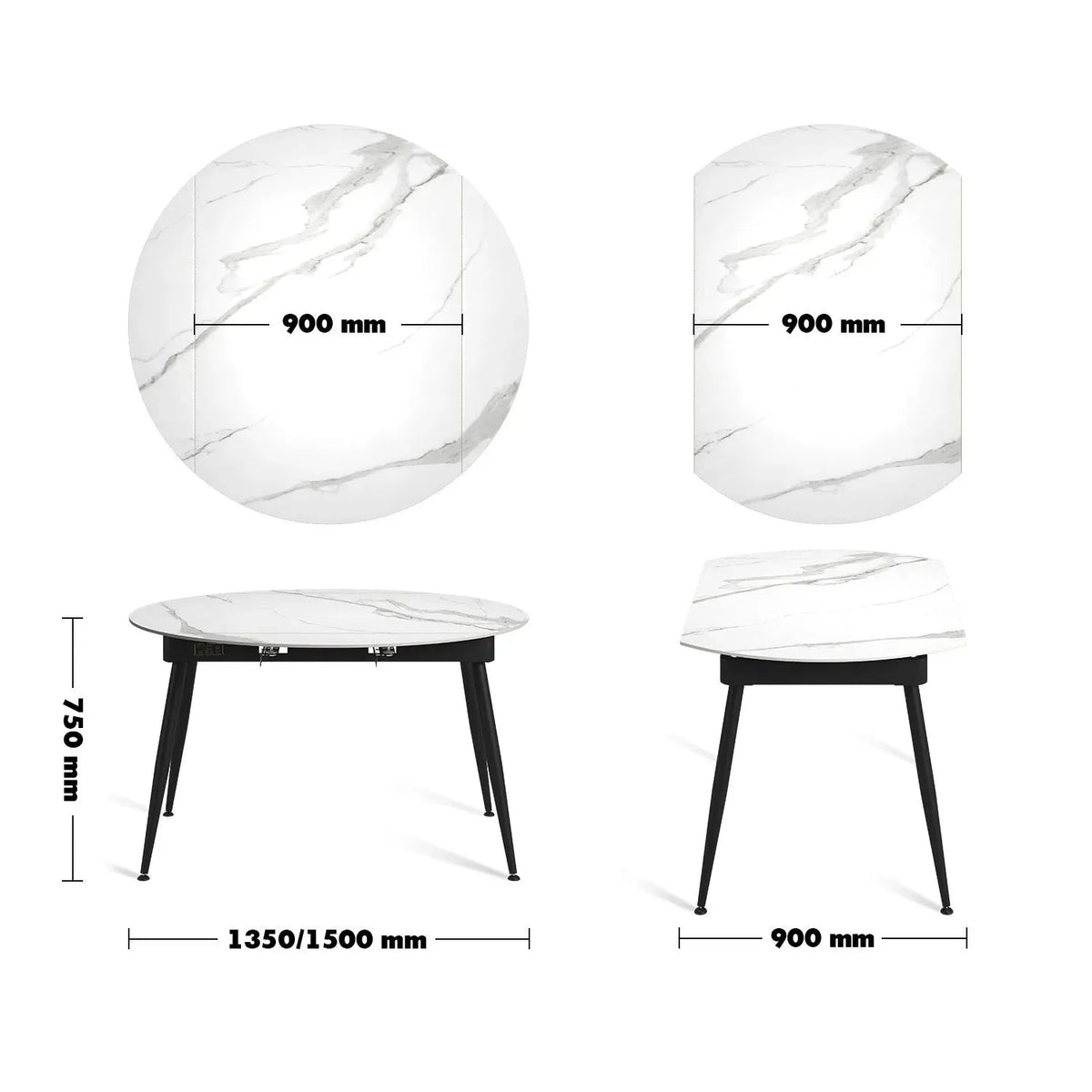 Modern extendable sintered stone round dining table kady size charts.