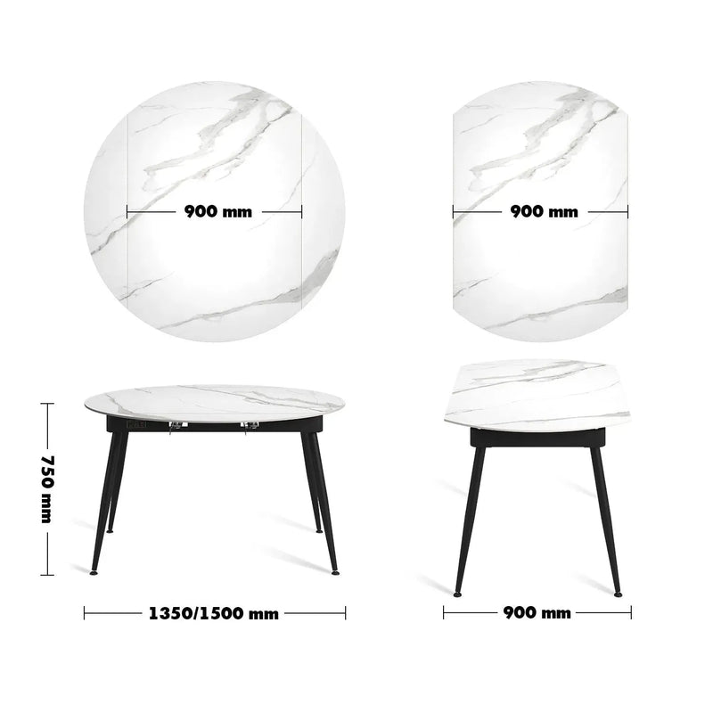 Modern extendable sintered stone round dining table kady size charts.
